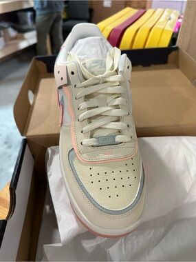 Nike W AF1 Shadow — Coconut Milk with Crimson Tint